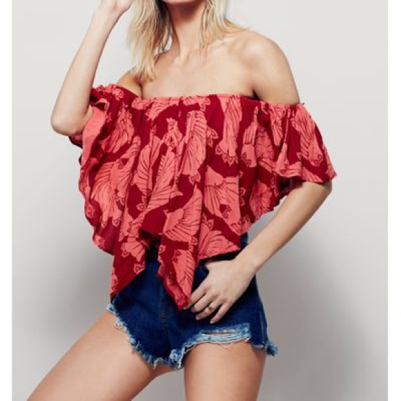 Free People Merpati Print Over-the-shoulder Top - Picture 1 of 8
